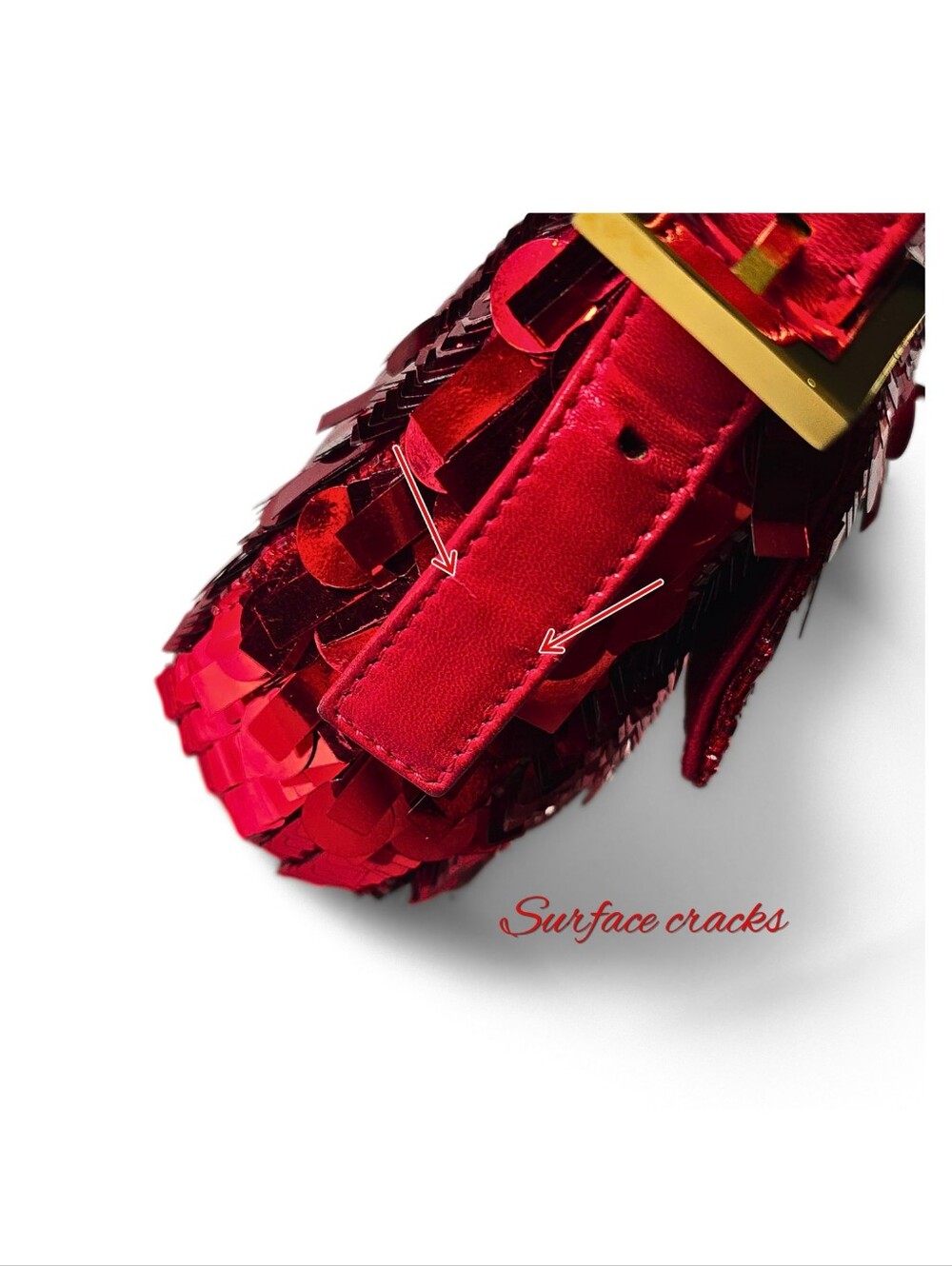 **SOLD**Fendi Baguette Vintage Ruby Red Sequins Red Version of ASO SATC - Picture 10 of 17